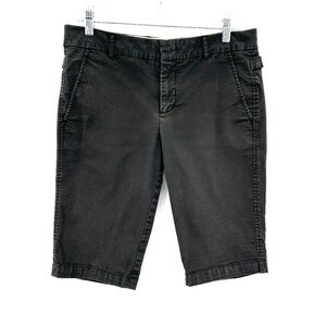 VINCE Women's Dark Gray Side Buckle Cotton Elastane Bermuda Shorts Size 6